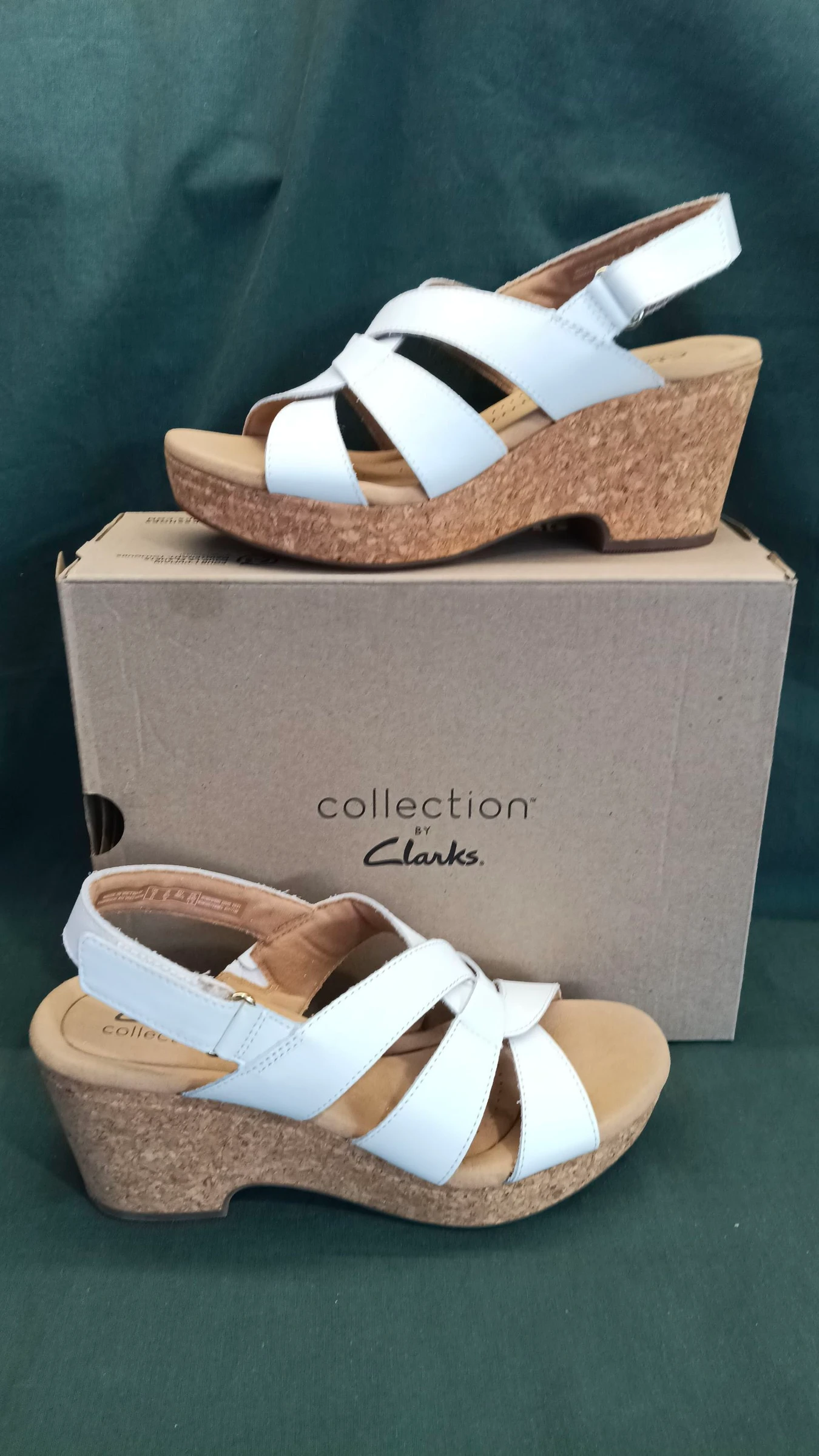 Clarks Giselle Playa Sandales en cuir blanc avec talon en liège Taille 39.5 – photo 12